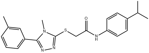 2-[[4-methyl-5-(3-methylphenyl)-1,2,4-triazol-3-yl]sulfanyl]-N-(4-propan-2-ylphenyl)acetamide Struktur