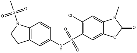 5-chloro-3-methyl-N-(1-methylsulfonyl-2,3-dihydroindol-5-yl)-2-oxo-1,3-benzoxazole-6-sulfonamide Struktur