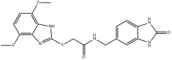 2-[(4,7-dimethoxy-1H-benzimidazol-2-yl)sulfanyl]-N-[(2-oxo-1,3-dihydrobenzimidazol-5-yl)methyl]acetamide Struktur