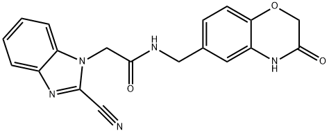 2-(2-cyanobenzimidazol-1-yl)-N-[(3-oxo-4H-1,4-benzoxazin-6-yl)methyl]acetamide Struktur