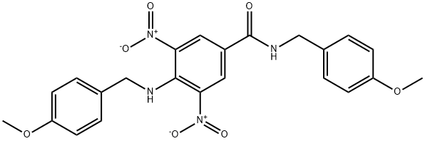 N-[(4-methoxyphenyl)methyl]-4-[(4-methoxyphenyl)methylamino]-3,5-dinitrobenzamide Struktur