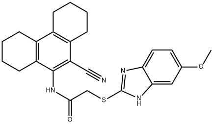 N-(10-cyano-1,2,3,4,5,6,7,8-octahydrophenanthren-9-yl)-2-[(6-methoxy-1H-benzimidazol-2-yl)sulfanyl]acetamide Struktur