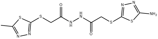 N'-[2-[(5-amino-1,3,4-thiadiazol-2-yl)sulfanyl]acetyl]-2-[(5-methyl-1,3,4-thiadiazol-2-yl)sulfanyl]acetohydrazide Struktur