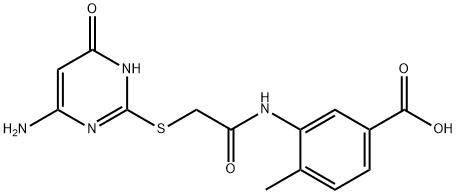 3-[[2-[(6-amino-4-oxo-1H-pyrimidin-2-yl)sulfanyl]acetyl]amino]-4-methylbenzoic acid Struktur