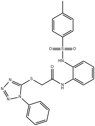 N-[2-[(4-methylphenyl)sulfonylamino]phenyl]-2-(1-phenyltetrazol-5-yl)sulfanylacetamide Struktur