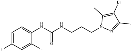 1-[3-(4-bromo-3,5-dimethylpyrazol-1-yl)propyl]-3-(2,4-difluorophenyl)urea Struktur