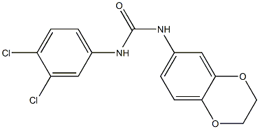 1-(3,4-dichlorophenyl)-3-(2,3-dihydro-1,4-benzodioxin-6-yl)urea Struktur