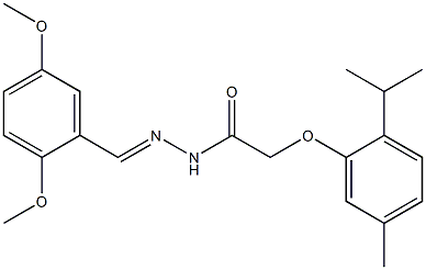 N-[(E)-(2,5-dimethoxyphenyl)methylideneamino]-2-(5-methyl-2-propan-2-ylphenoxy)acetamide Struktur