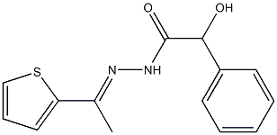 2-hydroxy-2-phenyl-N-[(E)-1-thiophen-2-ylethylideneamino]acetamide Struktur