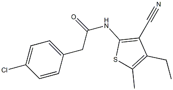 2-(4-chlorophenyl)-N-(3-cyano-4-ethyl-5-methylthiophen-2-yl)acetamide Struktur