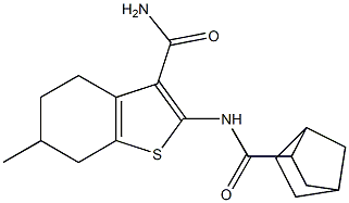 2-(bicyclo[2.2.1]heptane-3-carbonylamino)-6-methyl-4,5,6,7-tetrahydro-1-benzothiophene-3-carboxamide Struktur