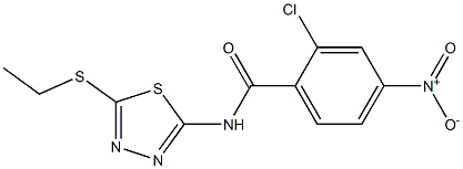 2-chloro-N-(5-ethylsulfanyl-1,3,4-thiadiazol-2-yl)-4-nitrobenzamide Struktur