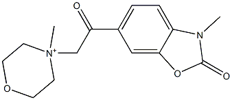 3-methyl-6-[2-(4-methylmorpholin-4-ium-4-yl)acetyl]-1,3-benzoxazol-2-one Struktur