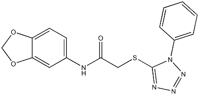 N-(1,3-benzodioxol-5-yl)-2-(1-phenyltetrazol-5-yl)sulfanylacetamide Struktur