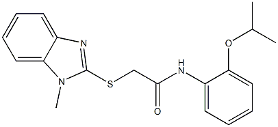 2-(1-methylbenzimidazol-2-yl)sulfanyl-N-(2-propan-2-yloxyphenyl)acetamide Struktur