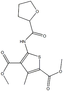 dimethyl 3-methyl-5-(oxolane-2-carbonylamino)thiophene-2,4-dicarboxylate Struktur