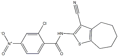 2-chloro-N-(3-cyano-5,6,7,8-tetrahydro-4H-cyclohepta[b]thiophen-2-yl)-4-nitrobenzamide Struktur