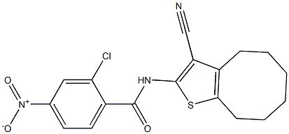 2-chloro-N-(3-cyano-4,5,6,7,8,9-hexahydrocycloocta[b]thiophen-2-yl)-4-nitrobenzamide Struktur