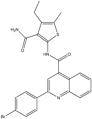 2-(4-bromophenyl)-N-(3-carbamoyl-4-ethyl-5-methylthiophen-2-yl)quinoline-4-carboxamide Struktur