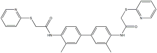 N-[2-methyl-4-[3-methyl-4-[(2-pyridin-2-ylsulfanylacetyl)amino]phenyl]phenyl]-2-pyridin-2-ylsulfanylacetamide Struktur