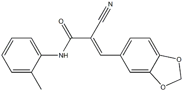 (E)-3-(1,3-benzodioxol-5-yl)-2-cyano-N-(2-methylphenyl)prop-2-enamide Struktur