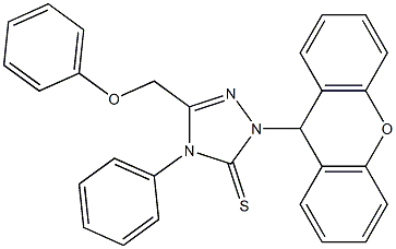 5-(phenoxymethyl)-4-phenyl-2-(9H-xanthen-9-yl)-1,2,4-triazole-3-thione Struktur