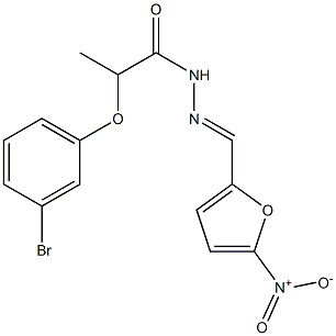 2-(3-bromophenoxy)-N-[(E)-(5-nitrofuran-2-yl)methylideneamino]propanamide Struktur