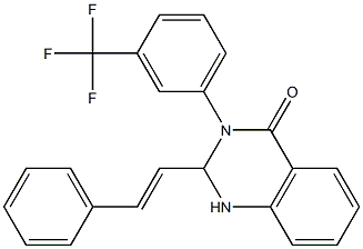 2-[(E)-2-phenylethenyl]-3-[3-(trifluoromethyl)phenyl]-1,2-dihydroquinazolin-4-one Struktur