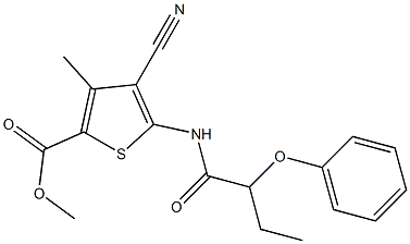 methyl 4-cyano-3-methyl-5-(2-phenoxybutanoylamino)thiophene-2-carboxylate Struktur