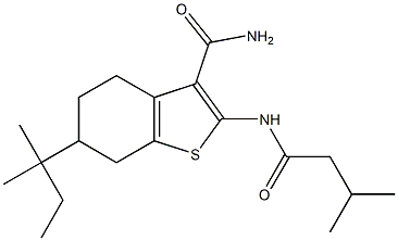 2-(3-methylbutanoylamino)-6-(2-methylbutan-2-yl)-4,5,6,7-tetrahydro-1-benzothiophene-3-carboxamide Struktur