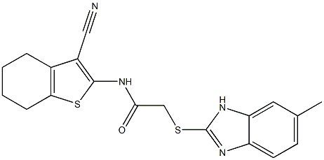 N-(3-cyano-4,5,6,7-tetrahydro-1-benzothiophen-2-yl)-2-[(6-methyl-1H-benzimidazol-2-yl)sulfanyl]acetamide Struktur