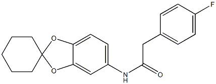 2-(4-fluorophenyl)-N-spiro[1,3-benzodioxole-2,1'-cyclohexane]-5-ylacetamide Struktur