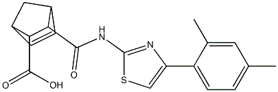 2-[[4-(2,4-dimethylphenyl)-1,3-thiazol-2-yl]carbamoyl]bicyclo[2.2.1]hept-5-ene-3-carboxylic acid Struktur