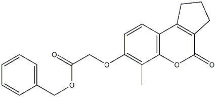 benzyl 2-[(6-methyl-4-oxo-2,3-dihydro-1H-cyclopenta[c]chromen-7-yl)oxy]acetate Struktur