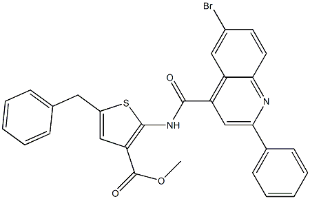 methyl 5-benzyl-2-[(6-bromo-2-phenylquinoline-4-carbonyl)amino]thiophene-3-carboxylate Struktur