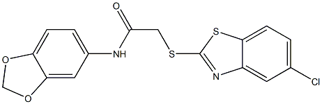 N-(1,3-benzodioxol-5-yl)-2-[(5-chloro-1,3-benzothiazol-2-yl)sulfanyl]acetamide Struktur