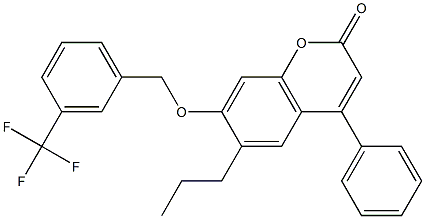 4-phenyl-6-propyl-7-[[3-(trifluoromethyl)phenyl]methoxy]chromen-2-one Struktur