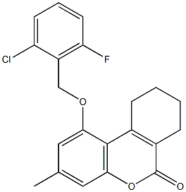 1-[(2-chloro-6-fluorophenyl)methoxy]-3-methyl-7,8,9,10-tetrahydrobenzo[c]chromen-6-one Struktur