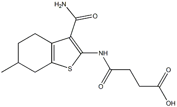 4-[(3-carbamoyl-6-methyl-4,5,6,7-tetrahydro-1-benzothiophen-2-yl)amino]-4-oxobutanoic acid Struktur