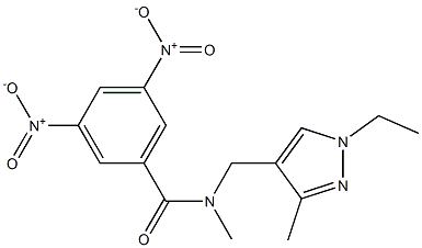 N-[(1-ethyl-3-methylpyrazol-4-yl)methyl]-N-methyl-3,5-dinitrobenzamide Struktur