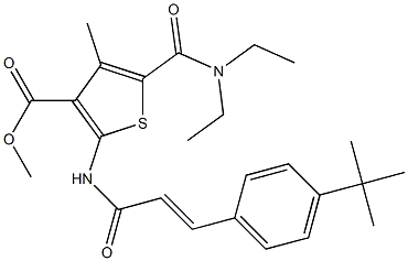 methyl 2-[[(E)-3-(4-tert-butylphenyl)prop-2-enoyl]amino]-5-(diethylcarbamoyl)-4-methylthiophene-3-carboxylate Struktur