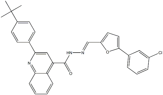 2-(4-tert-butylphenyl)-N-[(E)-[5-(3-chlorophenyl)furan-2-yl]methylideneamino]quinoline-4-carboxamide Struktur