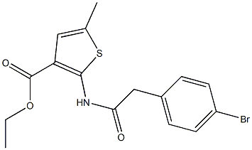 ethyl 2-[[2-(4-bromophenyl)acetyl]amino]-5-methylthiophene-3-carboxylate Struktur