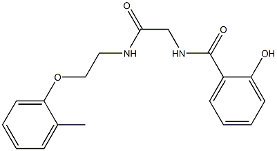 2-hydroxy-N-[2-[2-(2-methylphenoxy)ethylamino]-2-oxoethyl]benzamide Struktur