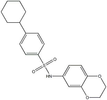 4-cyclohexyl-N-(2,3-dihydro-1,4-benzodioxin-6-yl)benzenesulfonamide Struktur