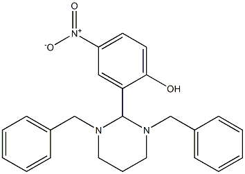 2-(1,3-dibenzyl-1,3-diazinan-2-yl)-4-nitrophenol Struktur