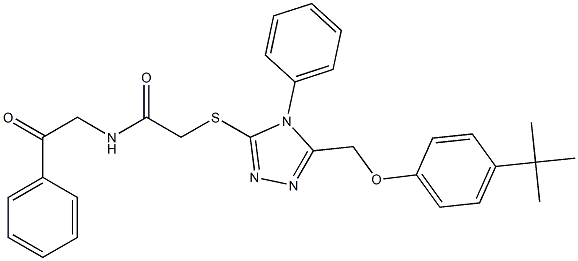 2-[[5-[(4-tert-butylphenoxy)methyl]-4-phenyl-1,2,4-triazol-3-yl]sulfanyl]-N-phenacylacetamide Structure