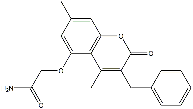 2-(3-benzyl-4,7-dimethyl-2-oxochromen-5-yl)oxyacetamide Struktur