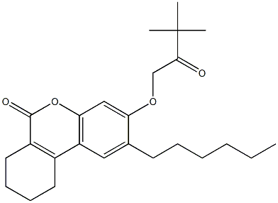 3-(3,3-dimethyl-2-oxobutoxy)-2-hexyl-7,8,9,10-tetrahydrobenzo[c]chromen-6-one Struktur