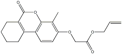 prop-2-enyl 2-[(4-methyl-6-oxo-7,8,9,10-tetrahydrobenzo[c]chromen-3-yl)oxy]acetate Struktur